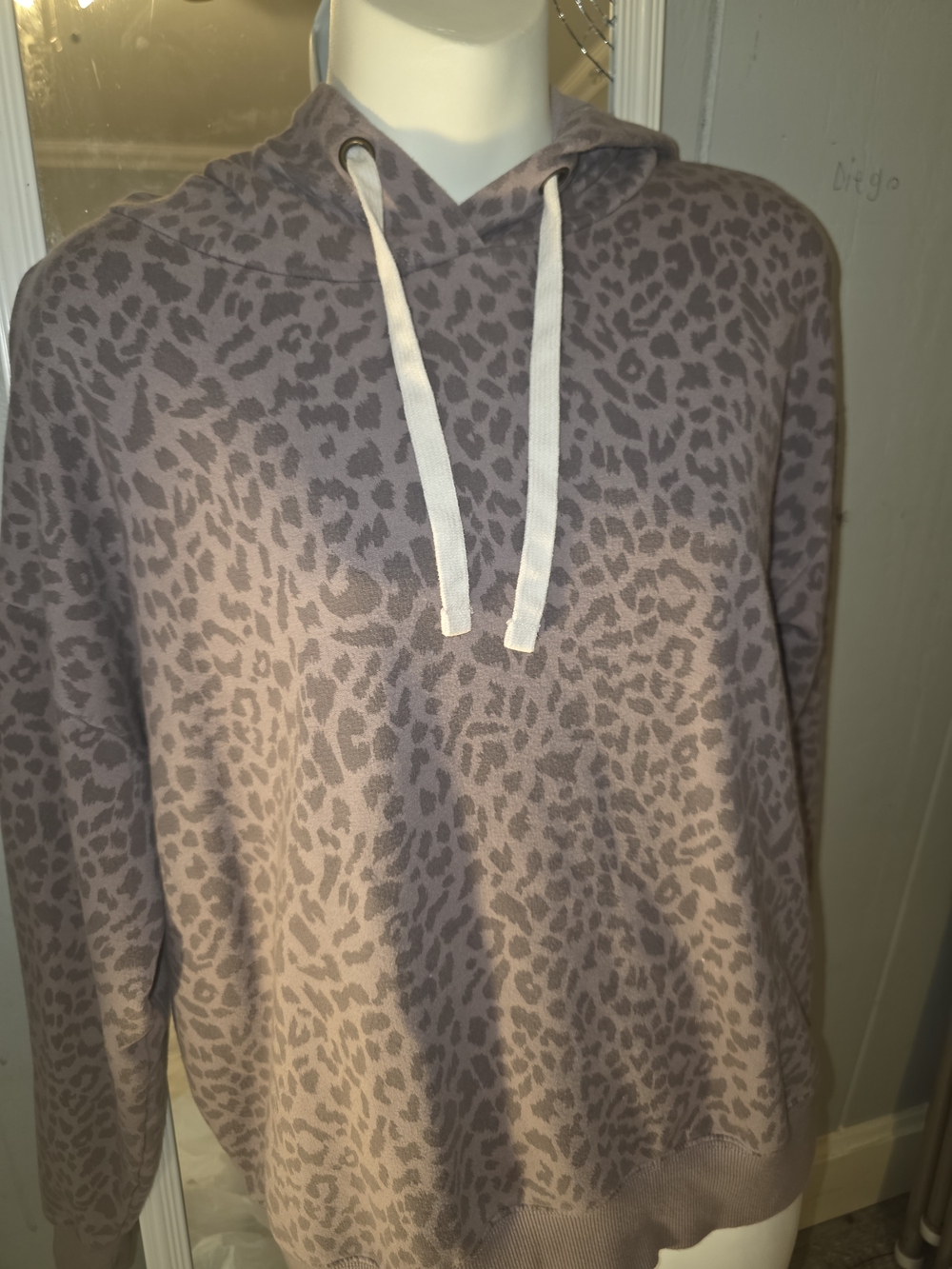 Buffalo David Bitton Mauve Leopard-Print Crewneck Hoodie